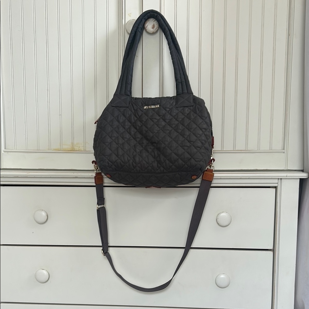 MZ Wallace  Black Shoulder Bag with Quilted Design